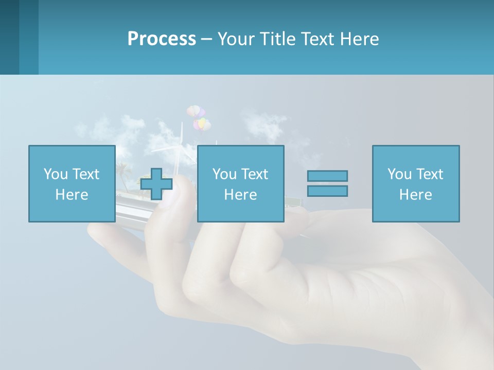 A Person Holding A Cell Phone With A City In The Background PowerPoint Template