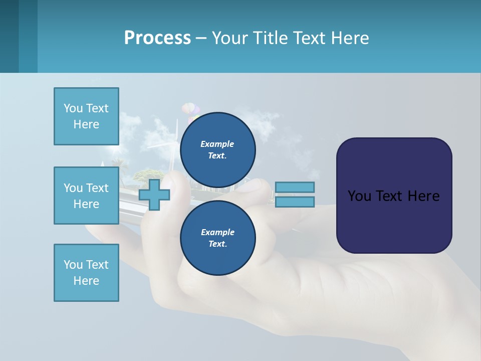 A Person Holding A Cell Phone With A City In The Background PowerPoint Template