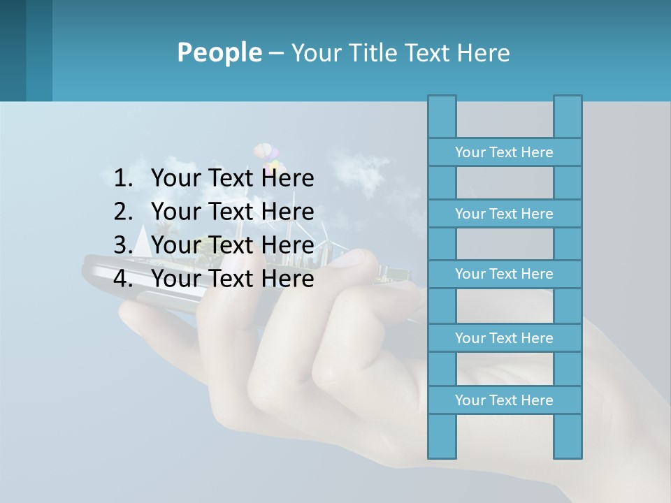 A Person Holding A Cell Phone With A City In The Background PowerPoint Template