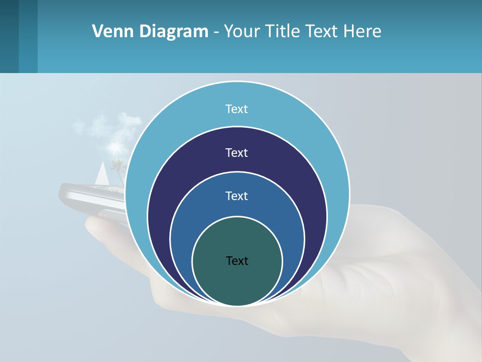 A Person Holding A Cell Phone With A City In The Background PowerPoint Template