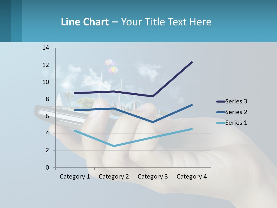 A Person Holding A Cell Phone With A City In The Background PowerPoint Template