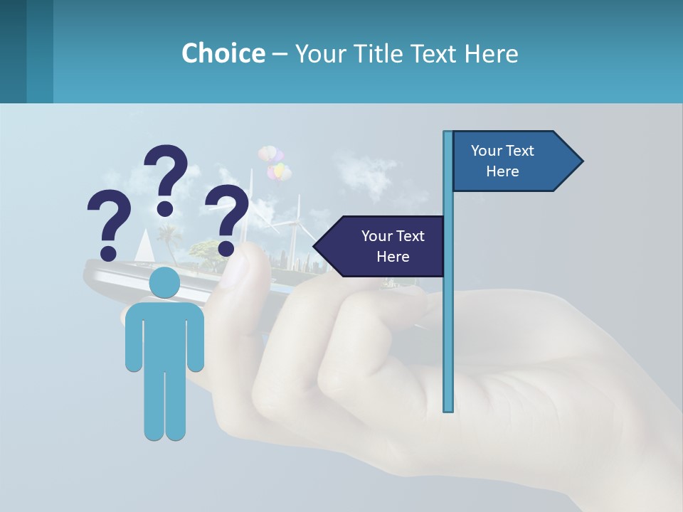 A Person Holding A Cell Phone With A City In The Background PowerPoint Template