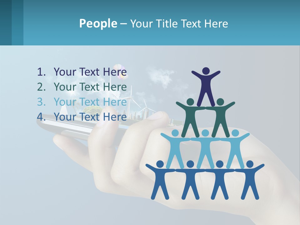 A Person Holding A Cell Phone With A City In The Background PowerPoint Template