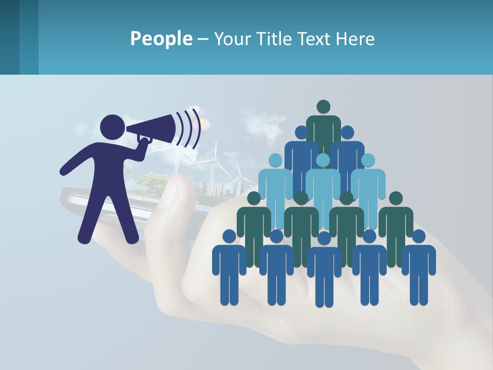 A Person Holding A Cell Phone With A City In The Background PowerPoint Template