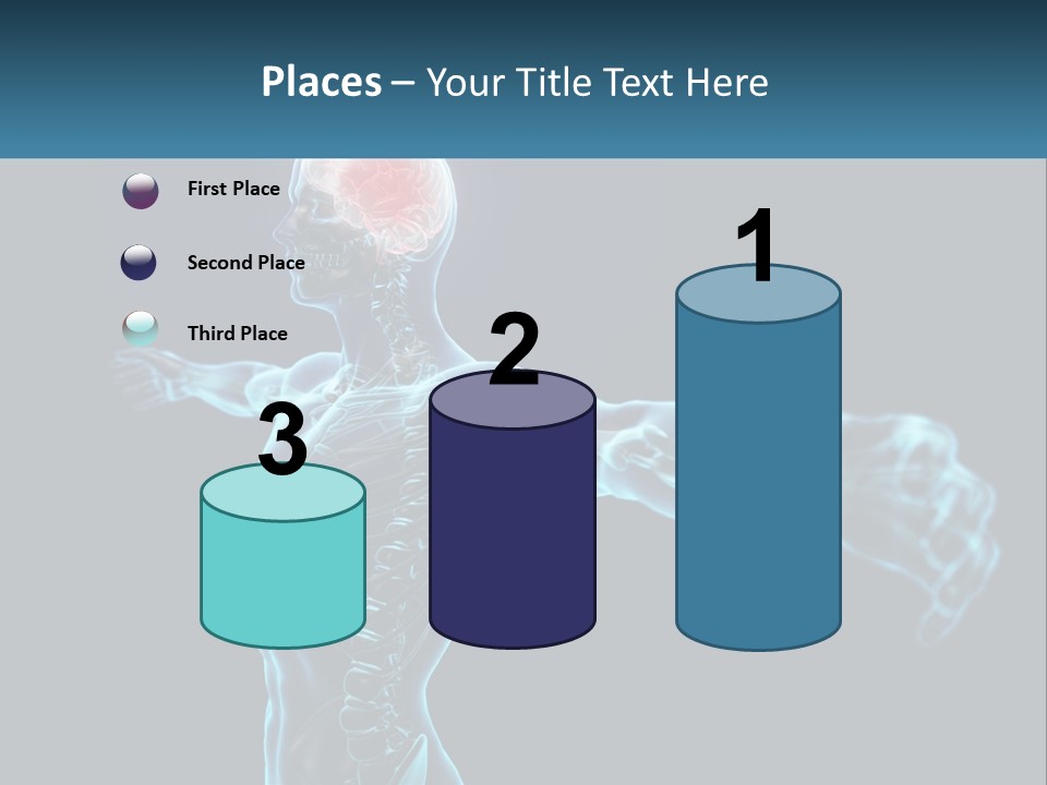 A Skeleton With A Red Brain In The Middle Of It PowerPoint Template
