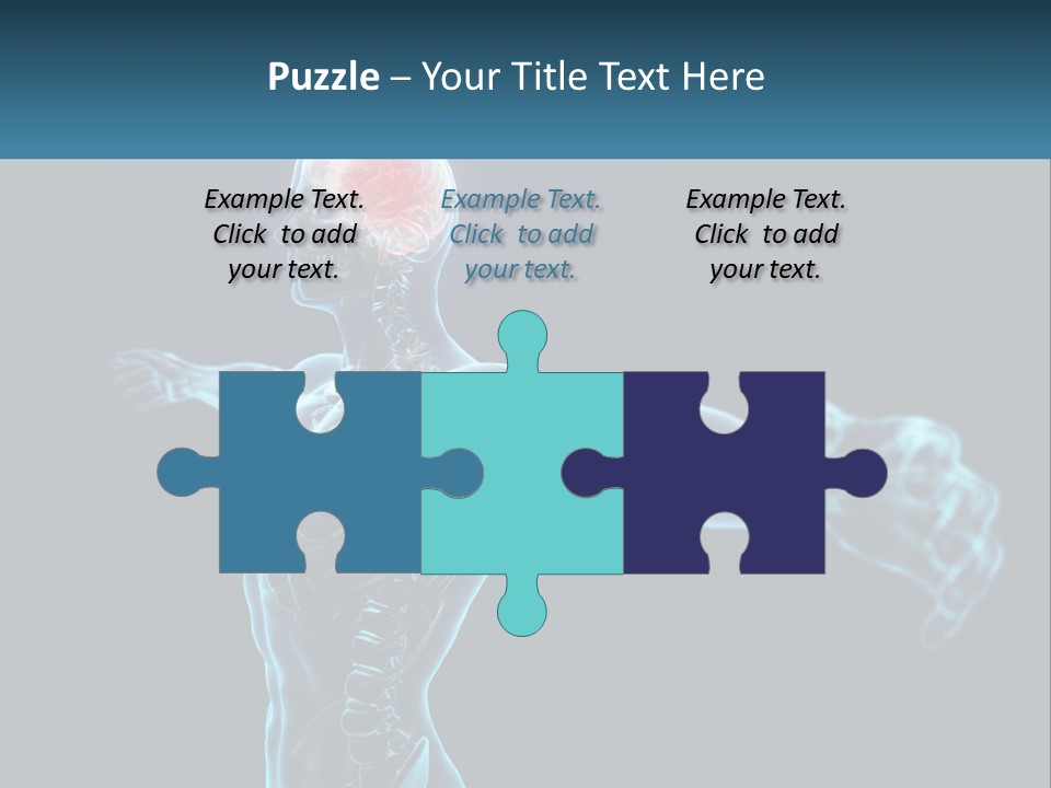 A Skeleton With A Red Brain In The Middle Of It PowerPoint Template