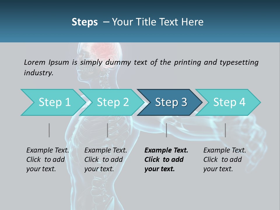 A Skeleton With A Red Brain In The Middle Of It PowerPoint Template