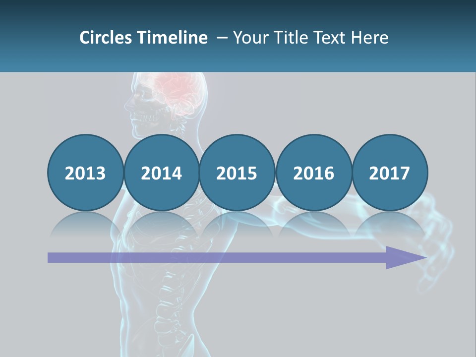 A Skeleton With A Red Brain In The Middle Of It PowerPoint Template
