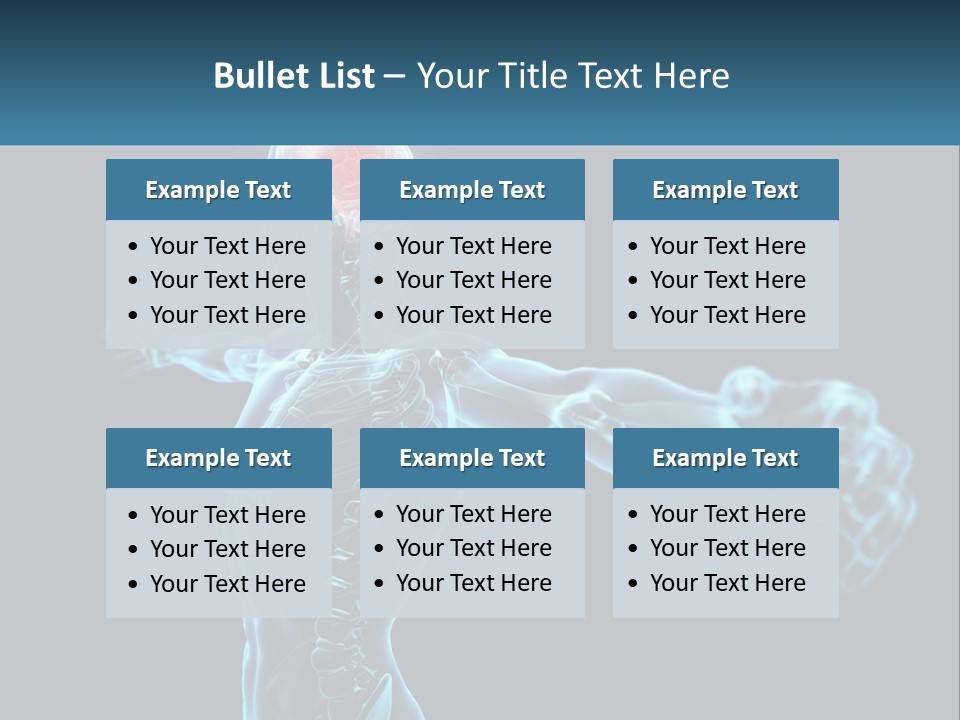 A Skeleton With A Red Brain In The Middle Of It PowerPoint Template