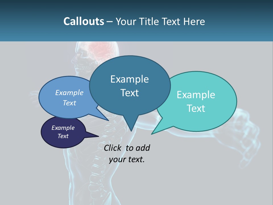 A Skeleton With A Red Brain In The Middle Of It PowerPoint Template