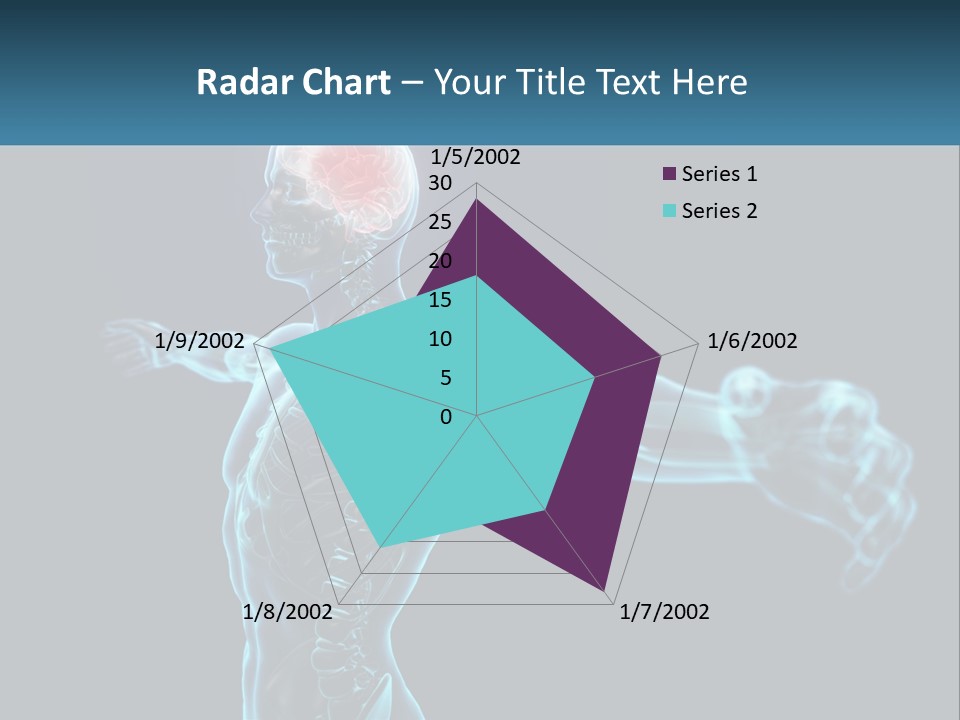 A Skeleton With A Red Brain In The Middle Of It PowerPoint Template