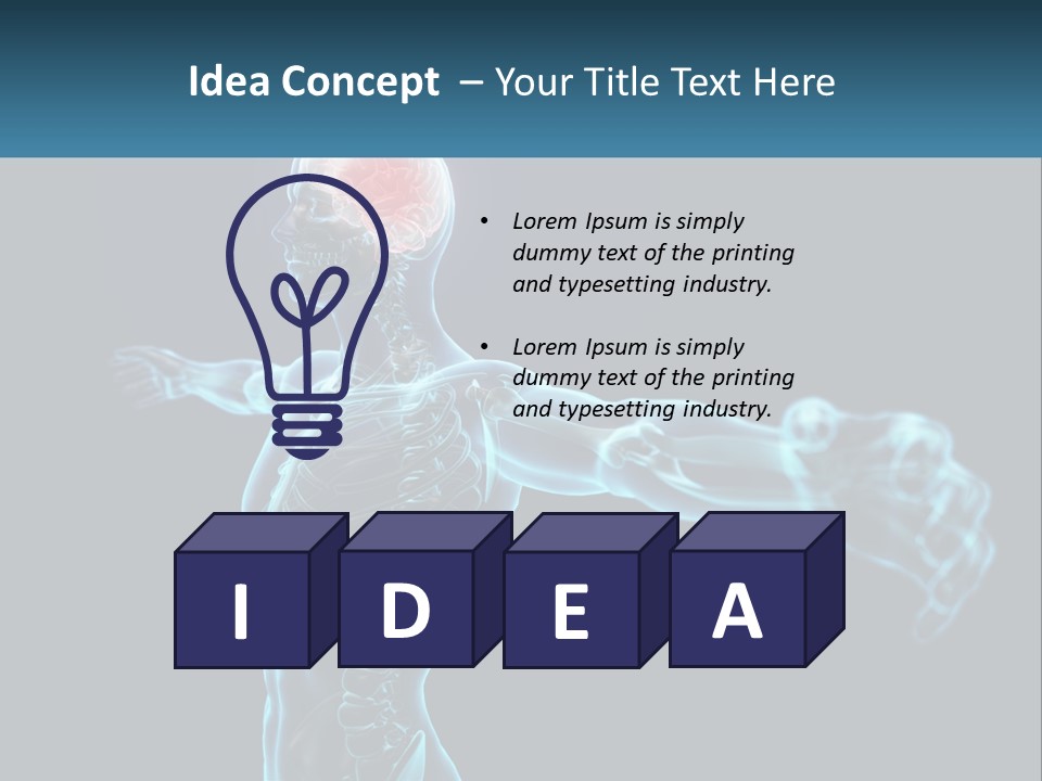 A Skeleton With A Red Brain In The Middle Of It PowerPoint Template