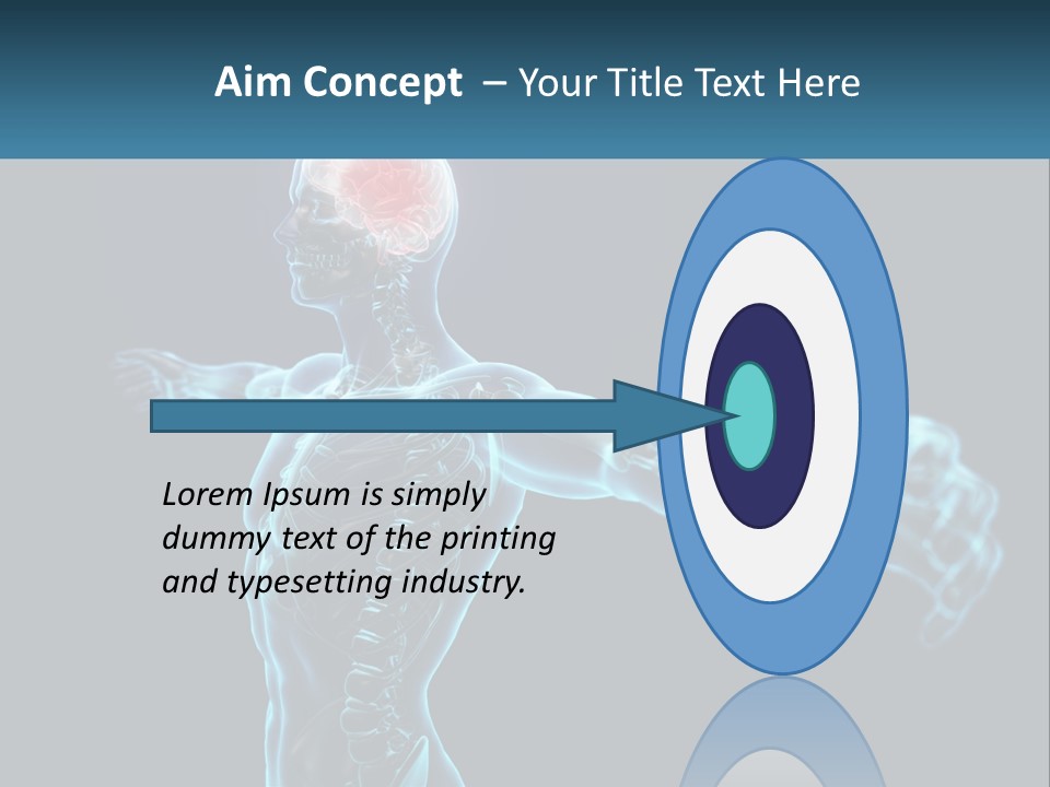 A Skeleton With A Red Brain In The Middle Of It PowerPoint Template