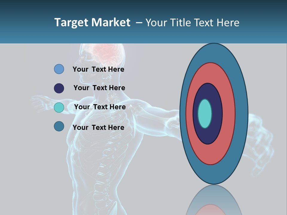 A Skeleton With A Red Brain In The Middle Of It PowerPoint Template