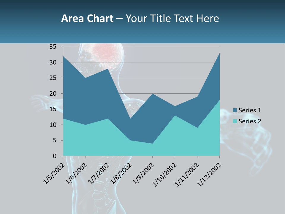 A Skeleton With A Red Brain In The Middle Of It PowerPoint Template