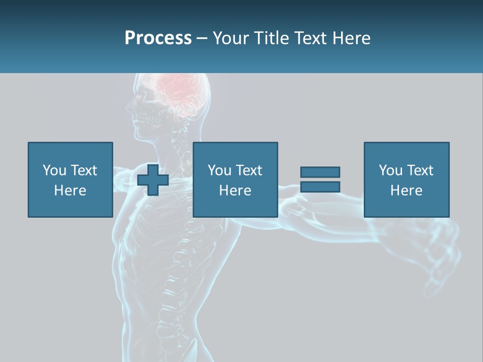 A Skeleton With A Red Brain In The Middle Of It PowerPoint Template