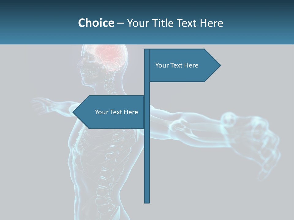 A Skeleton With A Red Brain In The Middle Of It PowerPoint Template