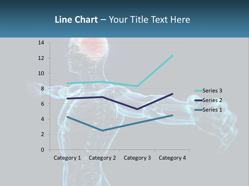 A Skeleton With A Red Brain In The Middle Of It PowerPoint Template