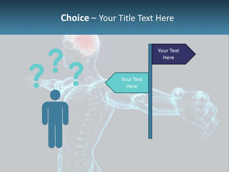 A Skeleton With A Red Brain In The Middle Of It PowerPoint Template