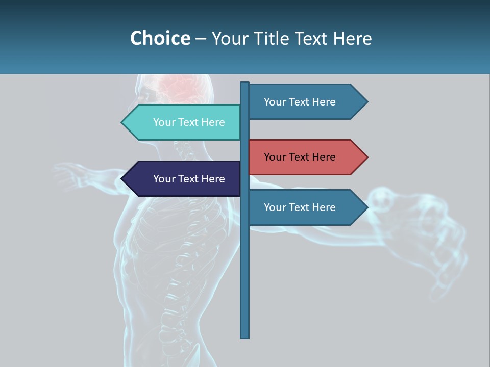 A Skeleton With A Red Brain In The Middle Of It PowerPoint Template