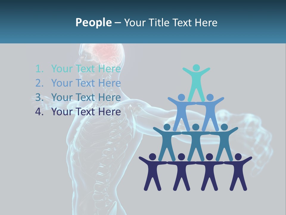 A Skeleton With A Red Brain In The Middle Of It PowerPoint Template