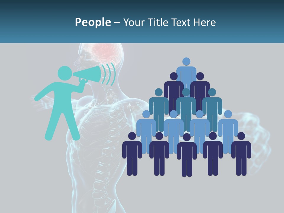 A Skeleton With A Red Brain In The Middle Of It PowerPoint Template