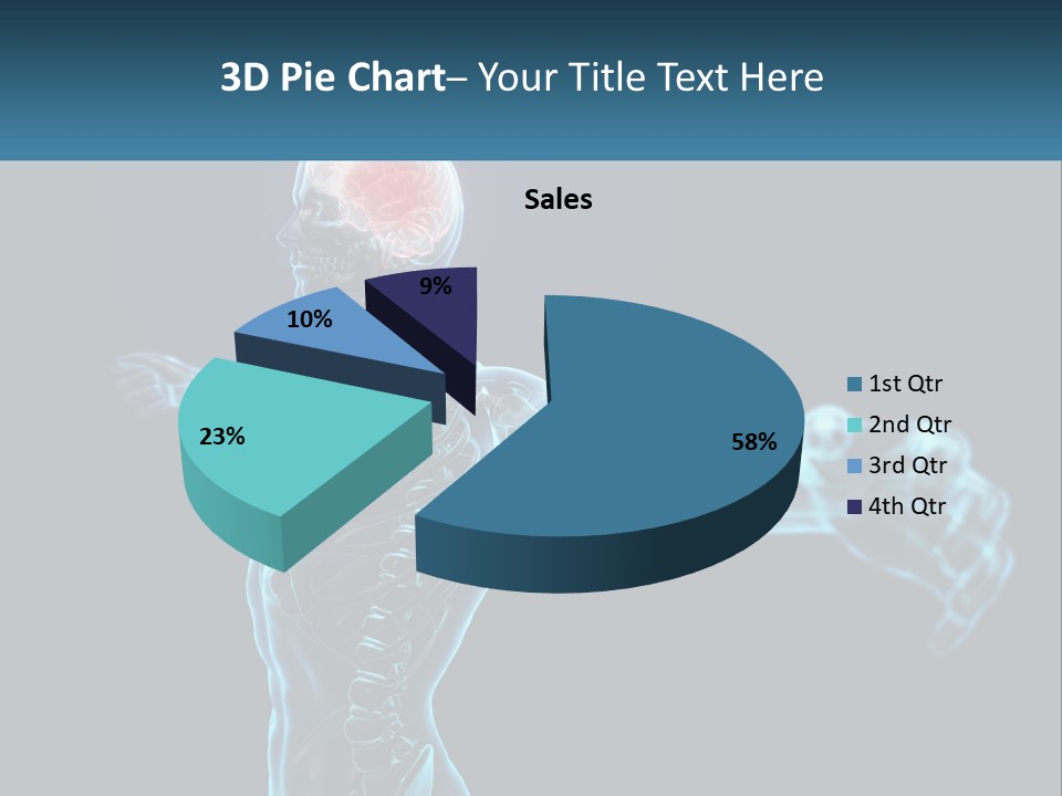 A Skeleton With A Red Brain In The Middle Of It PowerPoint Template