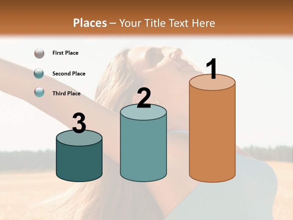 A Woman In A Field With Her Arms Outstretched PowerPoint Template