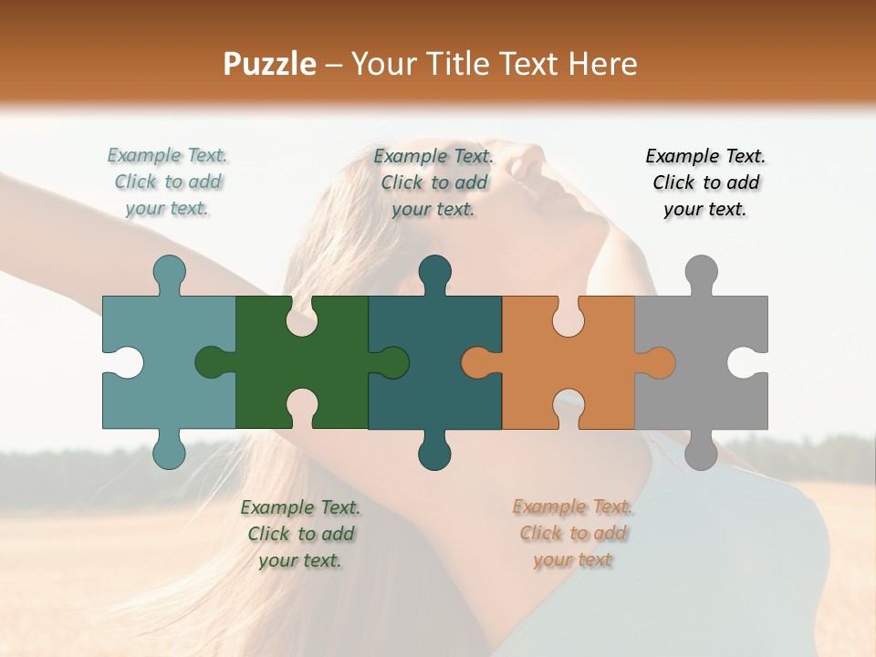 A Woman In A Field With Her Arms Outstretched PowerPoint Template