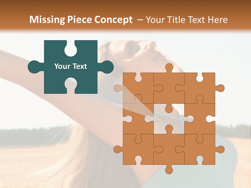 A Woman In A Field With Her Arms Outstretched PowerPoint Template