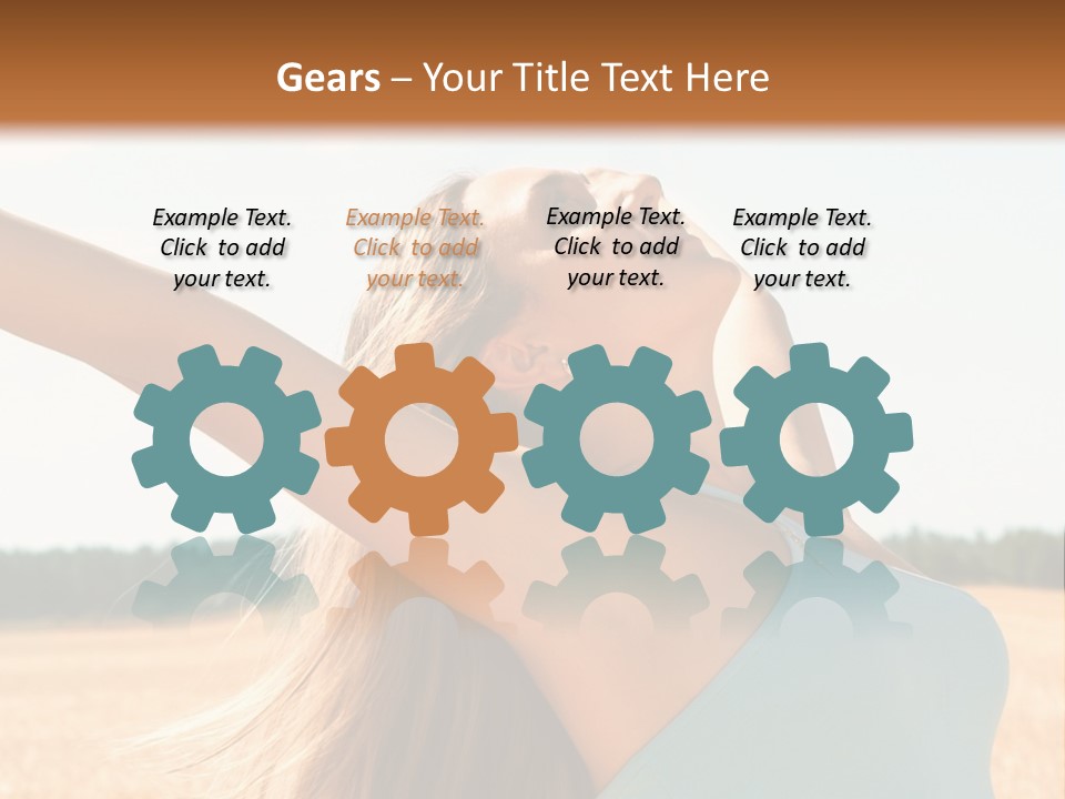 A Woman In A Field With Her Arms Outstretched PowerPoint Template