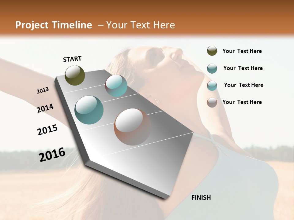 A Woman In A Field With Her Arms Outstretched PowerPoint Template