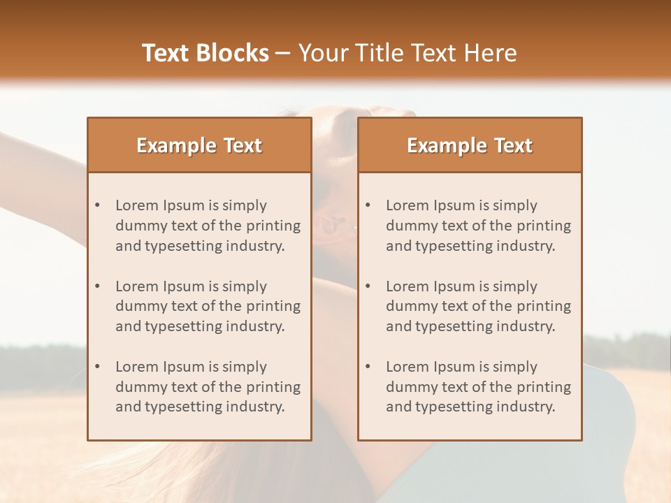 A Woman In A Field With Her Arms Outstretched PowerPoint Template