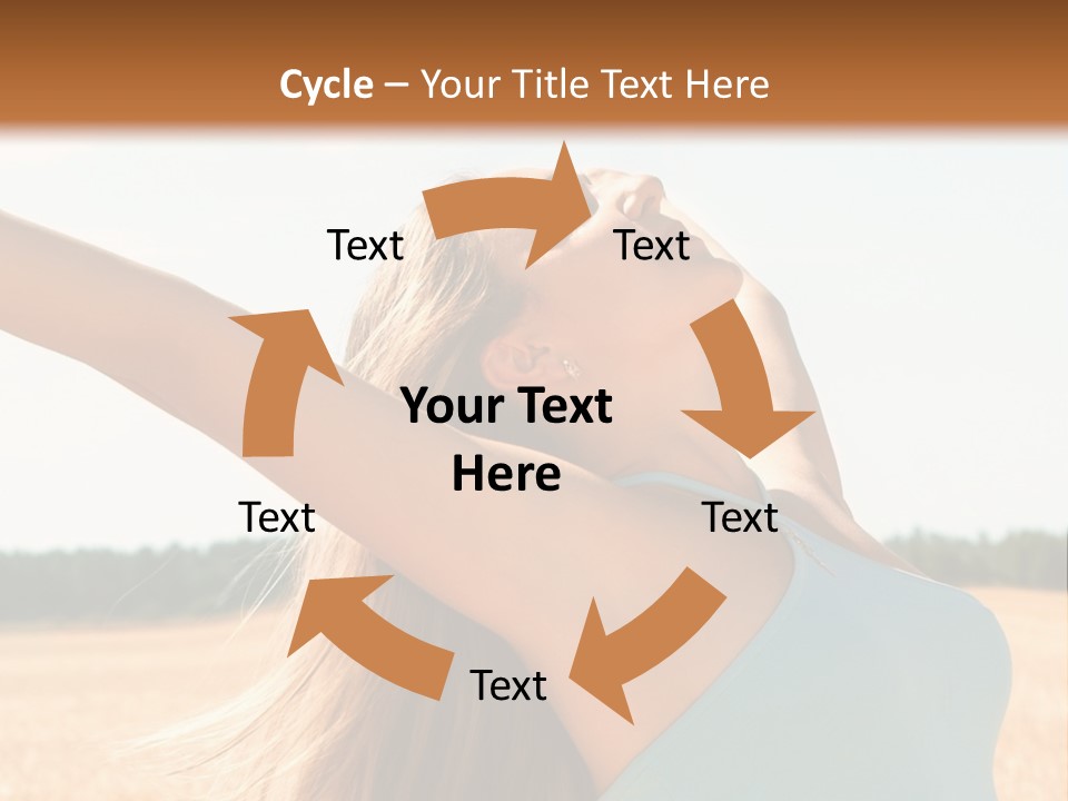 A Woman In A Field With Her Arms Outstretched PowerPoint Template