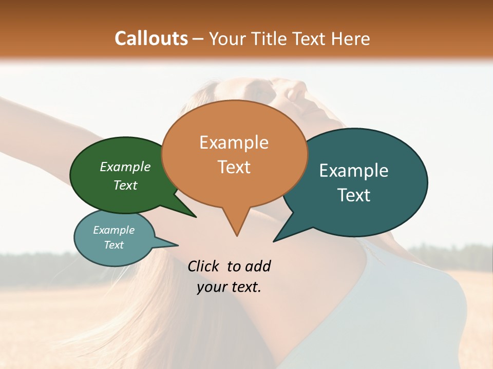 A Woman In A Field With Her Arms Outstretched PowerPoint Template