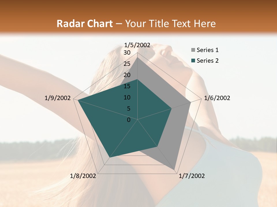 A Woman In A Field With Her Arms Outstretched PowerPoint Template