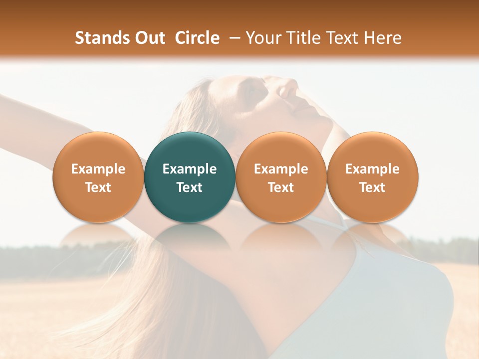 A Woman In A Field With Her Arms Outstretched PowerPoint Template