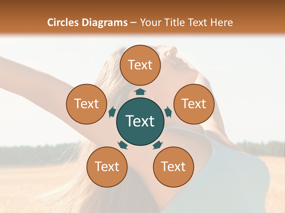 A Woman In A Field With Her Arms Outstretched PowerPoint Template