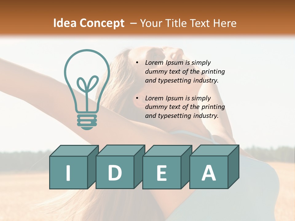 A Woman In A Field With Her Arms Outstretched PowerPoint Template