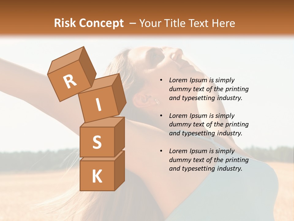 A Woman In A Field With Her Arms Outstretched PowerPoint Template