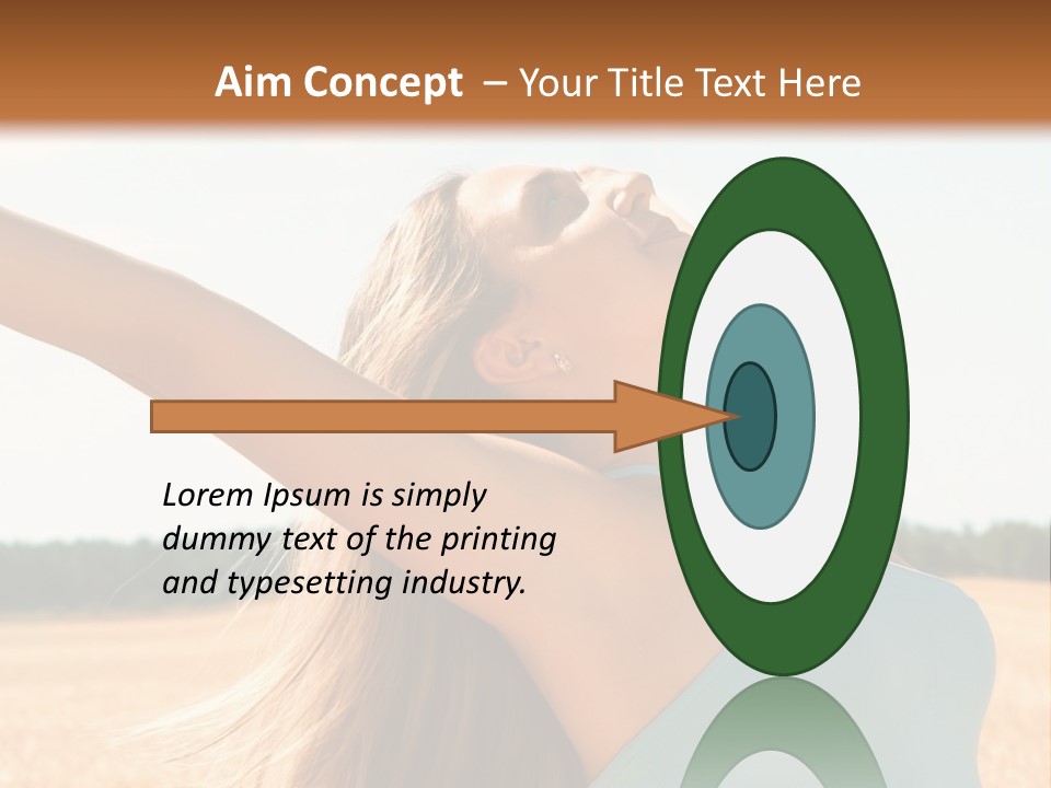 A Woman In A Field With Her Arms Outstretched PowerPoint Template
