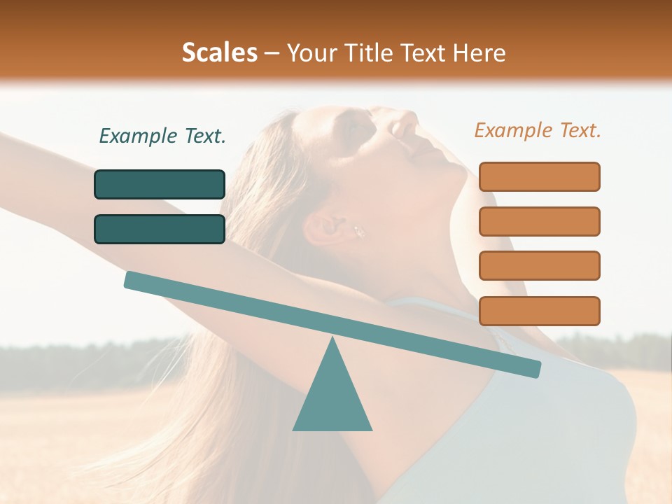 A Woman In A Field With Her Arms Outstretched PowerPoint Template
