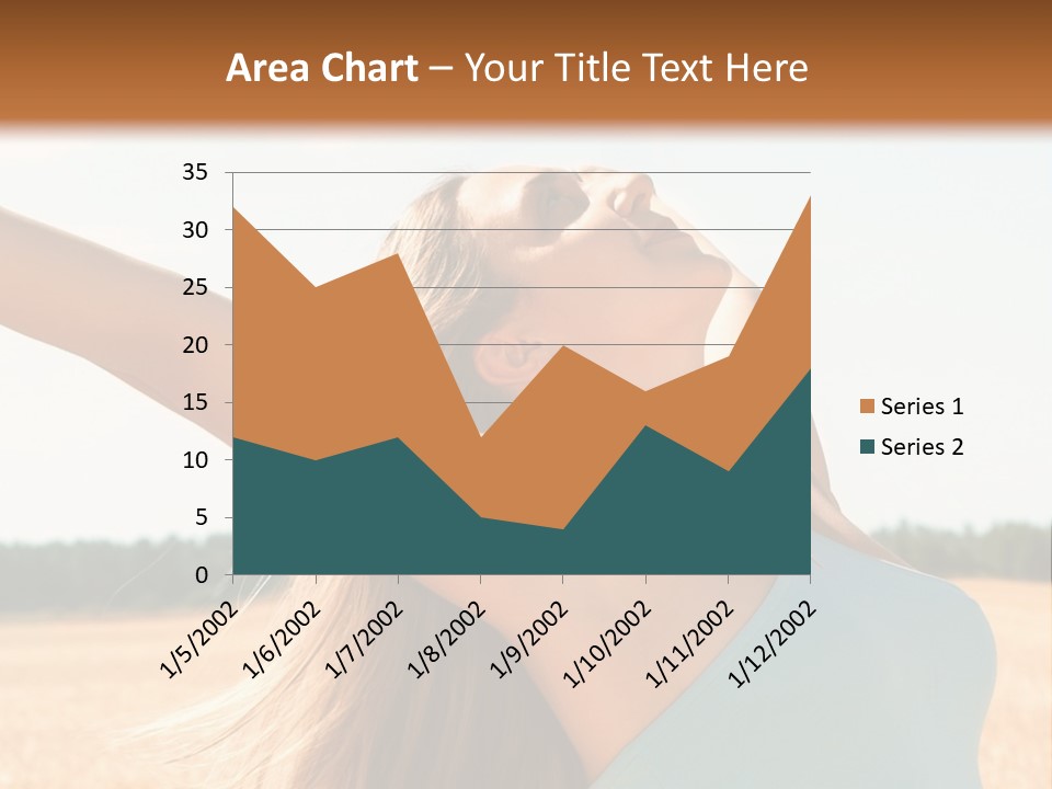 A Woman In A Field With Her Arms Outstretched PowerPoint Template