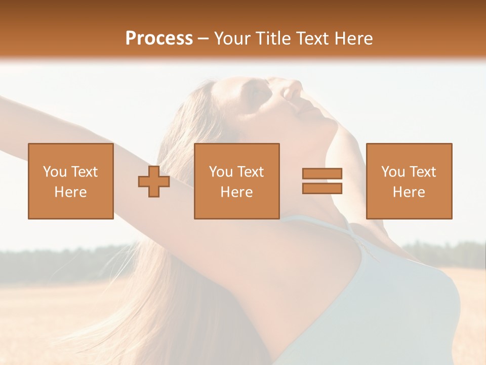 A Woman In A Field With Her Arms Outstretched PowerPoint Template