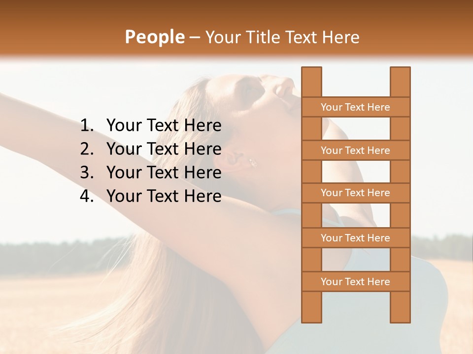 A Woman In A Field With Her Arms Outstretched PowerPoint Template