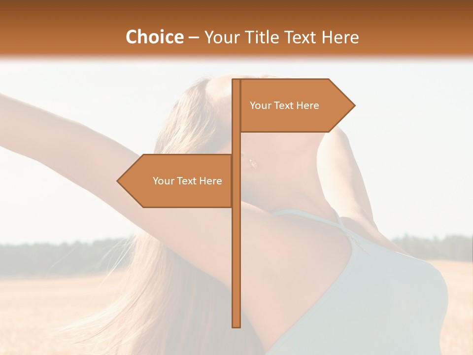 A Woman In A Field With Her Arms Outstretched PowerPoint Template