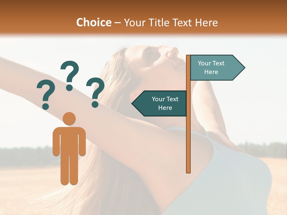 A Woman In A Field With Her Arms Outstretched PowerPoint Template