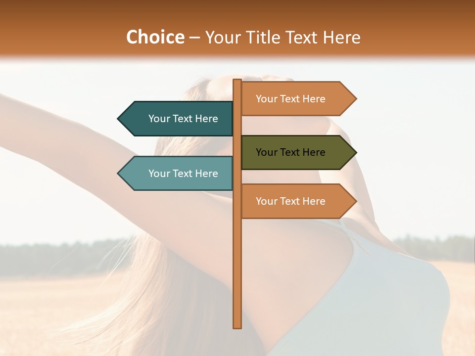 A Woman In A Field With Her Arms Outstretched PowerPoint Template