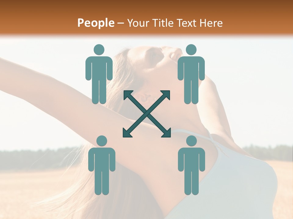 A Woman In A Field With Her Arms Outstretched PowerPoint Template