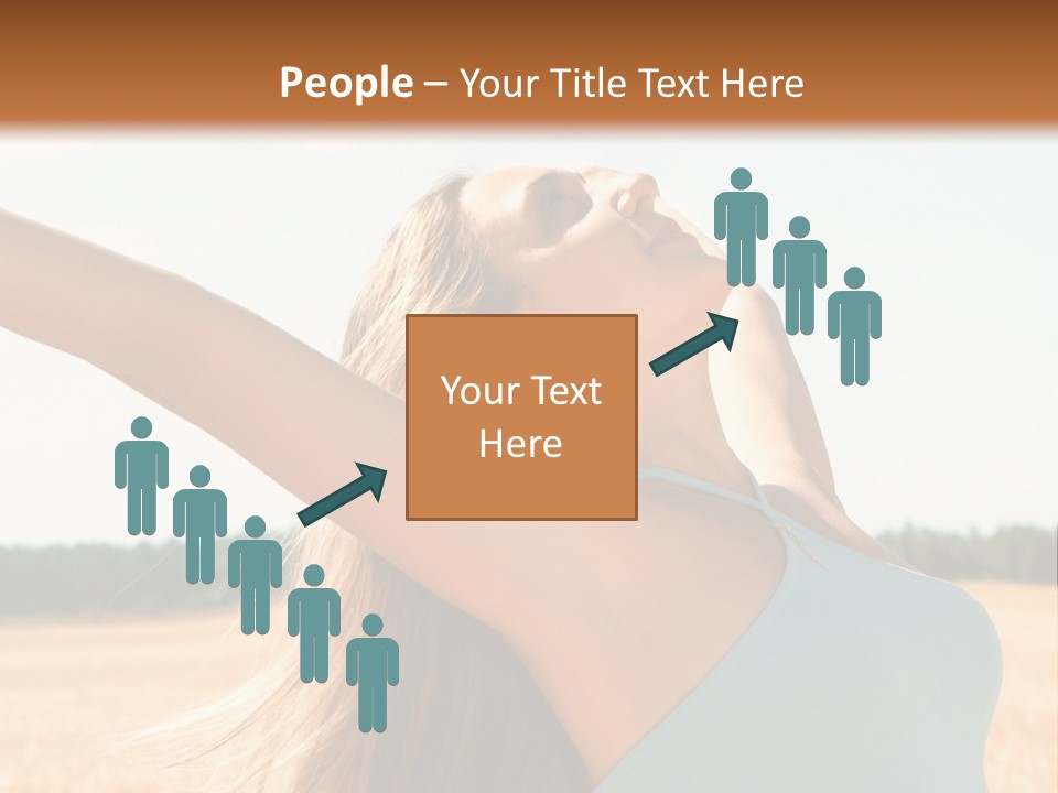 A Woman In A Field With Her Arms Outstretched PowerPoint Template